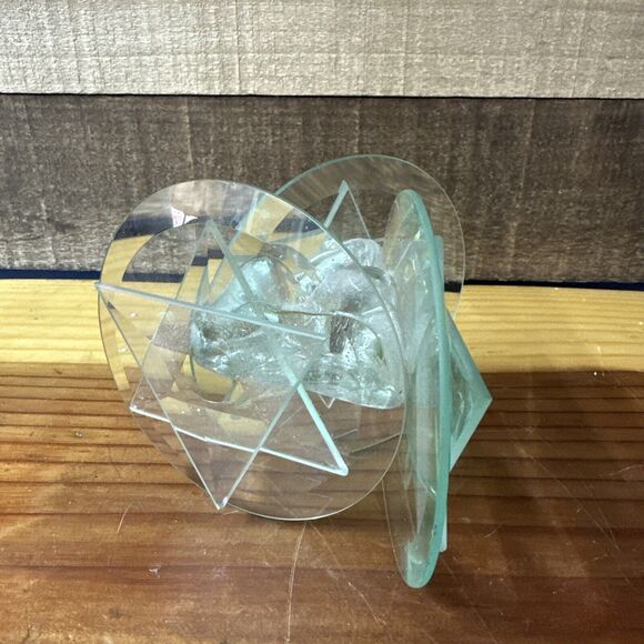 Art Glass Shabbat Candle Holder 4” Tall - Picture 3 of 8